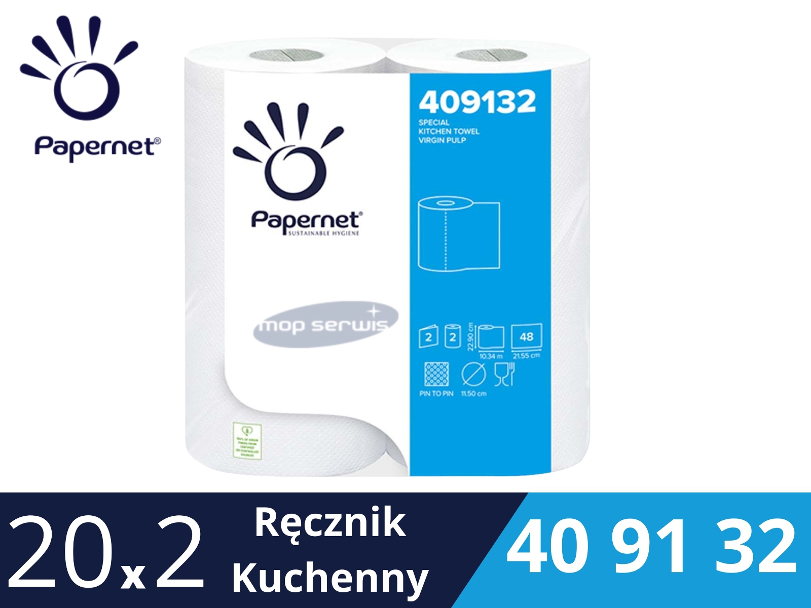 Ręcznik kuchenny PAPERNET 409132 Worek 20x2 Rolki